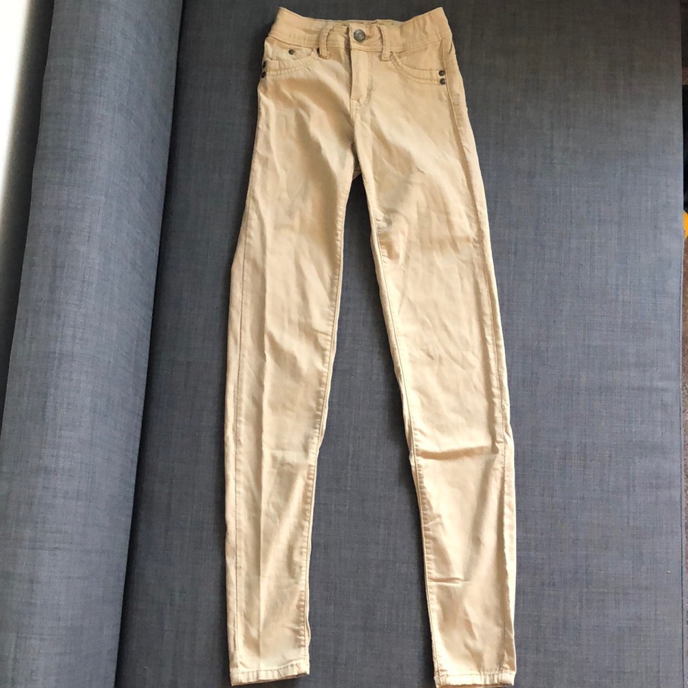NEVER WORN mid-rise tan jeggings OR
